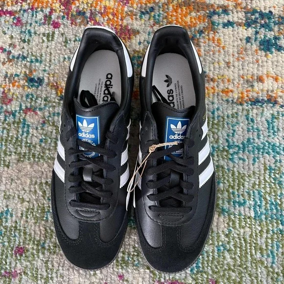 Adidas Samba OG Retro Leather Sneakers Black White Size WOMEN'S 7.5 - Picture 2 of 13